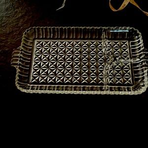 Vintage crystal glass, snack trays with handles